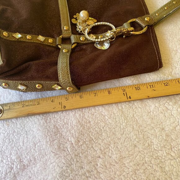 Kathy Van Zeeland Brown Bronze Embellished Large Shoulder Tote - Picture 7 of 16